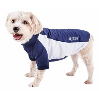 Imagem de Camiseta polo Pet Life Active"Barko Pawlo" relax-stretch à prova de pavio desempenho para cães, PP, azul marinho