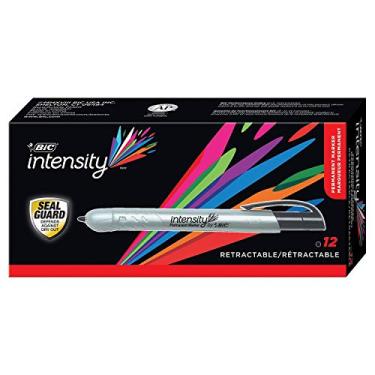 Imagem de Marcador permanente retr til, preto, pacote com 12