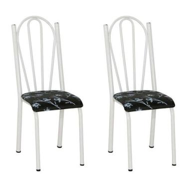Imagem de Conjunto 2 Cadeiras Mnemósine Branco E Preto Flor - Artefamol
