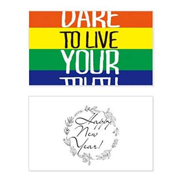 Imagem de Live Your Truth LGBT Bandeira do arco-íris Ano Novo Festival Cartão de felicitações Bless Mensagem presente