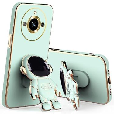 Imagem de Capa compatível com Realme 11 Pro Plus com suporte de desenho animado de astronauta criativo rosa, para Realme 11 Pro Plus, capa de silicone à prova de choque, capa fina protetora de TPU macio (verde)