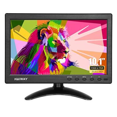 Imagem de Haiway Monitor de vigilância de segurança IPS CCTV de 10,1 polegadas com controle remoto, resolução de 1280 x 800, suporte para exibição de vídeo 1080P/1080i, entrada HDMI 16:10, alto-falantes duplos