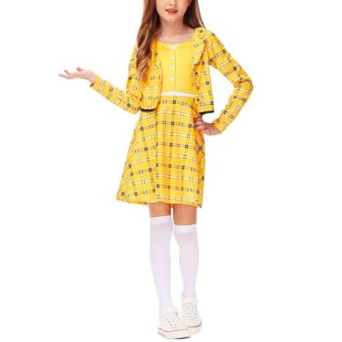 Imagem de Remimi Vestido xadrez para fantasia de Halloween dos anos 90, Cor amarela para meninas, 13-14 Anos