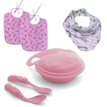 Imagem de Kit Acessórios Bebê 4 Peças Bandana Babador e Kit Papinha - Koala Baby