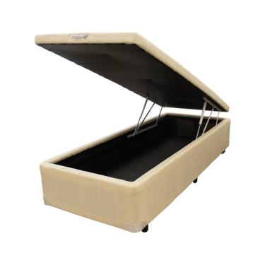 Imagem de  Box Baú Castor Solteiro Linho Bege 88x188x35cm