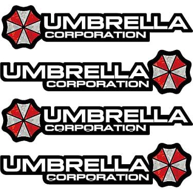 Imagem de 4 peças de adesivos para maçaneta de porta de carro da Umbrella Corporation, decalques de carro 3D de cor verdadeira para residentes com risco biológico
