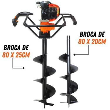 Imagem de KIT Perfurador de Solo Vulcan VPS520 2T 52CC 2,5CV com Broca 80x20cm +