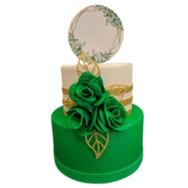 Imagem de Bolo Fake Floral Verde - Catavento Festa dos Sonhos