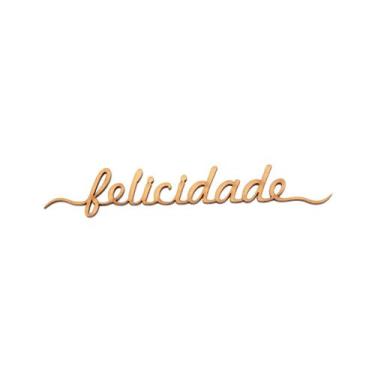 Imagem de Aplique Em MDF Cru  Lettering Felicidade C/ 10 Peças - Metallica Acess