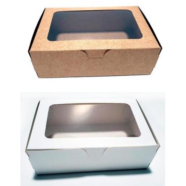 Imagem de 30 Caixas Lisa Para 6 Doces ou Multiuso em Branco ou Kraft  - c/ visor