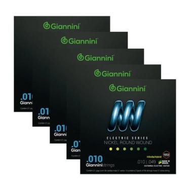 Imagem de Kit 5 Encordoamento Guitarra Híbrida Giannini Electric GEEGSTH10 Nicke