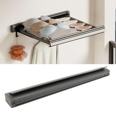 Imagem de Rack de Secagem de Roupas de Lavanderia Montado na Parede Invisível, Rede de Secagem de Lavanderia Com 6 Ganchos para Banheiro Varanda Quarto