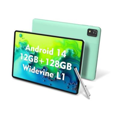 Imagem de CWOWDEFU Tablet Android 14 de 10 Polegadas, 12 GB + 128 GB, Expansão de 1 TB, Octa-Core, Widevine L1, WiFi 6, 6000 mAh, Câmera Dupla 8 MP + 5 MP, Leitura/ID Facial, Verde
