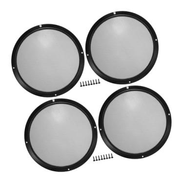 Imagem de A ABSOPRO Grade de alto-falante de carro de 25,4 cm, capa de malha redonda de 25,4 cm, caixa protetora de subwoofer com parafusos de montagem preto brilhante de ferro - pacote com 4 itens de