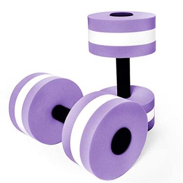 Imagem de Timoo Conjunto de 2 halteres aquáticos para hidroginástica, conjunto de exercícios de piscina de espuma EVA de alta densidade, roxo