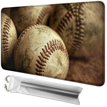 Imagem de RWUTYTIUL Card Playmat 24 X 14 Inch with Playmat Tube Bag, Card Gameplay Playmat with Stitched Commander Deck Board MTG RPG CCG TCG Card Game Playing Desk Mats for Beginner, Baseball