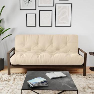 Imagem de Royal Sleep Products Colchão Futon de espuma de 20 cm da The Futon Factory - Tecido marfim sólido - Tamanho Queen - Espumas certificadas CertiPUR - Feito nos EUA - (moldura não incluída)