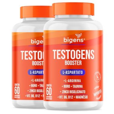 Imagem de Testogens Booster, L-Aspartato, Boro, Taurina, Zinco Bisglicinato, Magnésio, 60 Cápsulas, Bigens (Kit 2)