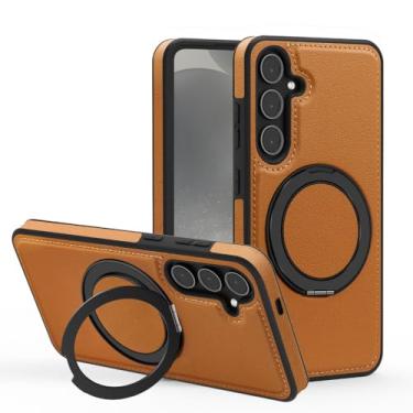 Imagem de Capa magnética com suporte de anel de metal rotativo 360 para Samsung Galaxy S25 Ultra S24 S23 S22 Plus S24 FE, marrom, para Samsung Galaxy S23 Ultra