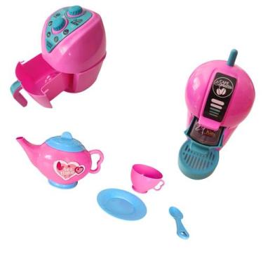 Imagem de Kit Cozinha Infantil 6 Peças Brinquedo Café Da Tarde Com Air Fryer Caf