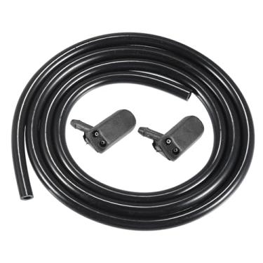 Imagem de uxcell 1 conjunto de bocal de lavador de para-brisa jato de spray com mangueira de lavadora de para-brisa de 1 m para Volkswagen Passat 1.9L 1996-1997 Nº 191955985A