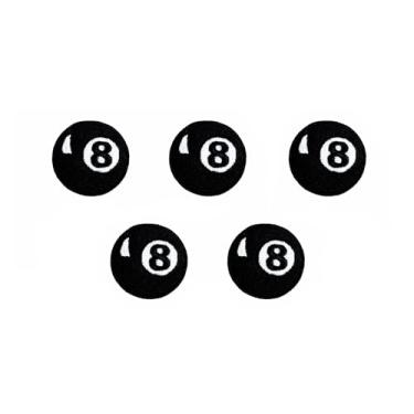 Imagem de TH88 Conjunto de 5 minúsculos mini oito bolas 8 bilhar emblema emblema logotipo 2 adesivos costurados ferro em aplique bordado emblema emblema emblema roupa fantasia