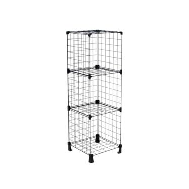 Imagem de Estante para Livros e Discos de Vinil LPs Organizadora Multiuso com Nichos de 40x40cm Prateleira Aramada de Aço (Preto, 3 Nichos (125x40x40cm))