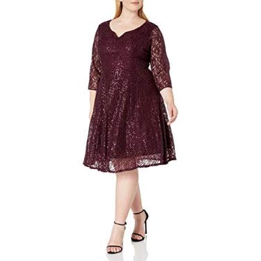 Imagem de S.L. Fashions Vestido feminino plus size de renda com lantejoulas, Fig, 52