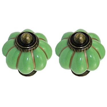 Imagem de Puxador de armário de 6 peças, puxador de armário de gaveta, puxador de cerâmica, maçanetas de móveis de cerâmica europeia maçaneta de porta de armário de cozinha (verde)