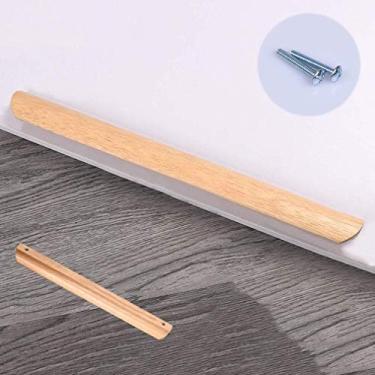 Imagem de Puxador de borda de dedo semicircular de madeira de borracha de madeira maciça, puxadores de gaveta de cômoda de móveis de banheiro, puxadores de porta de armário de guarda-roupa, puxadores de armário