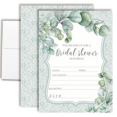 Imagem de Convites para chá de panela com vegetação de eucalipto - 20 cartões de preenchimento de 5 x 7 com envelopes - Convites botânicos para chá de casamento por AmandaCreation