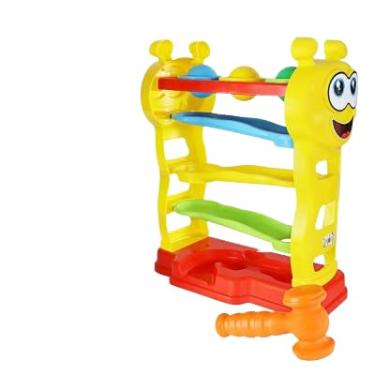 Imagem de Brinquedo Educativo Pista de Bolinhas Colorida, Formato Girafa, 4 Níveis com Rampa, Amarelo e Multicolorido