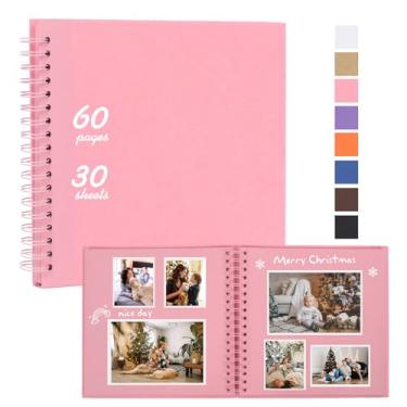 Imagem de RECUTMS Álbum De Recortes Faça Você Mesmo, 10 X Polegadas, 60 Páginas, Capa Dura, Papel Kraft, Fotos, Lembranças Para Casamento E Aniversário Família (Rosa)