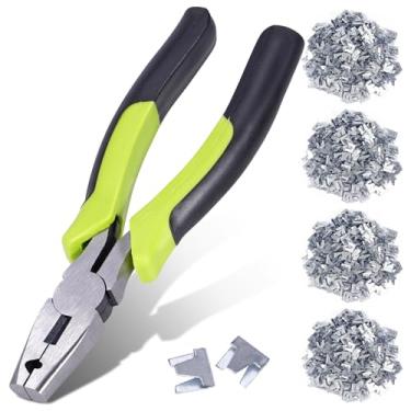 Imagem de KHEARPSL Alicates de anel de porco e 1200 peças de clipes de gaiola de arame, alicate de esgrima J-Clips, aplicador de galinha, cão, gaiola de coelho, ferramentas de materiais de construção, prendedor