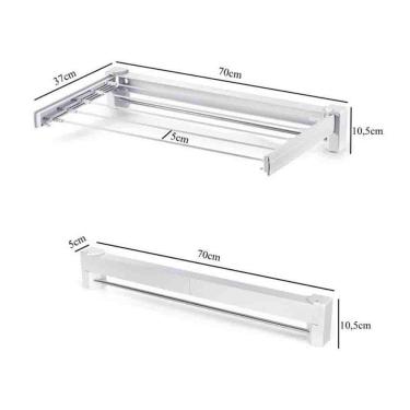 Imagem de Varal Parede Retrátil Global Mix - Aço Inox - 5 Varetas