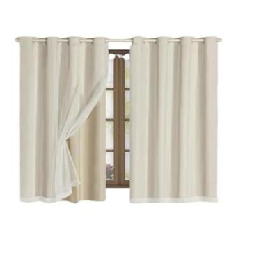Imagem de Cortina Blackout Blecaute com Voil Liso 1 Parte (1,40m x 1,80m)(Marfim)