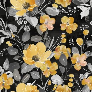 Imagem de Papel de parede floral, 45 cm x 118 cm, papel de parede removível de flores e folhas, à prova d'água, papel de parede de vinil decorativo para quarto, sala de estar