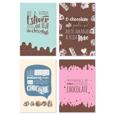 Imagem de Placas Decorativas MDF Frases Chocolate 20x30cm Kit 4un - Quartinhos