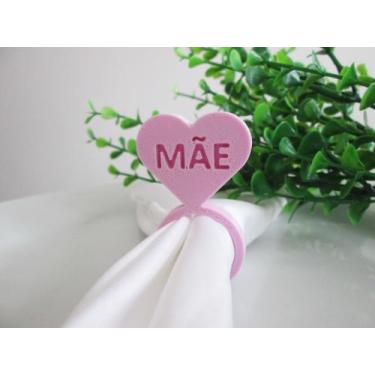 Imagem de 6 Argolas Para Guardanapo Coração De Mãe / Mesa Posta - Toque 3D, Rosa