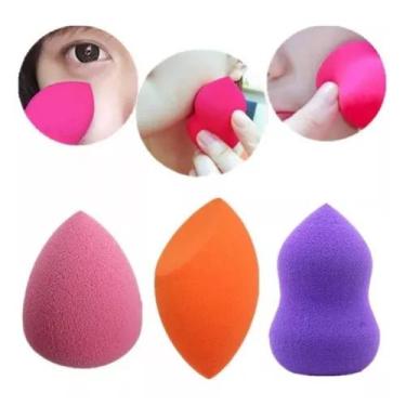 Imagem de Kit 3 Esponjas De Maquiagem Para Rosto Base, Corretivo E Pó. - AndroMe