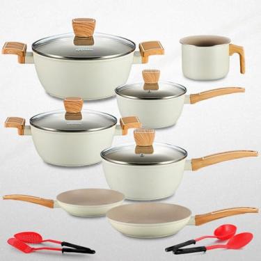 Imagem de Jogo de Panelas Revestimento Ceramica Indução 11 peças Extream Black Sampa Vulkano (Alphaville Marmol Vulkano)