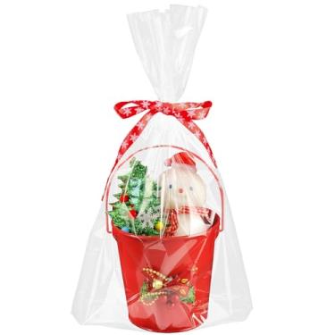 Imagem de Yeumk 25 sacos plásticos para embrulho de cesta de presente 23 x 50 cm sacos de presente transparentes de celofane (transparente - 25 x 50 polegadas)