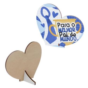 Imagem de Kit 15 Lembrancinhas Coração MDF Celebração Dia dos Pais - Abstratta, 