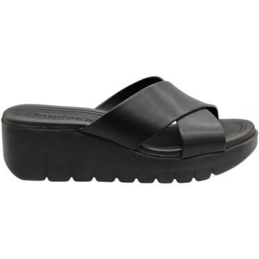 Imagem de Tamanco Slide Plataforma Moleca Tiras Cruzadas Feminino, Preto, 38