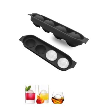 Imagem de Forma de Gelo em Silicone – 4 Esferas Redondas Perfeitas para Whisky, Gin, Vodka e Coquetéis Resistentes e Duráveis - Qualidade Premium