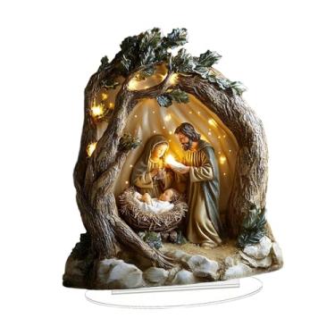 Imagem de Ｂｅｓｇａ Decoração de nascimento de Jesus 2D, decoração de presépio em acrílico, placa de presépio de Natal, peça central de mesa para armário de escritório, 16.2 Cm X 20 Cm