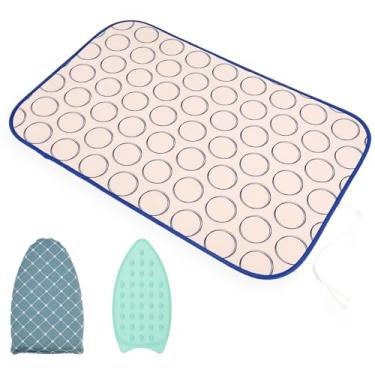 Imagem de Tapete de passar roupa 3 peças, almofada de passar roupa portátil grossa atualizada, 17,72 × 27,56 para mesa, lavadora, secadora, bancada, cama, tapete de tábua de ferro pequeno almofada de ferro