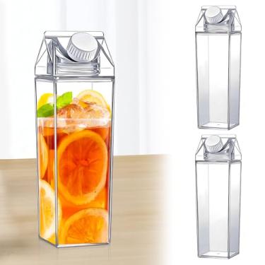 Imagem de Garrafa de água de caixa de leite reutilizável à prova de vazamento garrafa de leite grande de café garrafa de leite transparente para caixa de leite garrafa de suco de plástico versátil para viagens