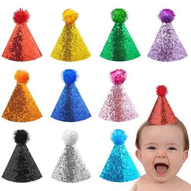 Imagem de Chapéus de festa Pai Sence Medium Birthday, 10 unidades com pompons