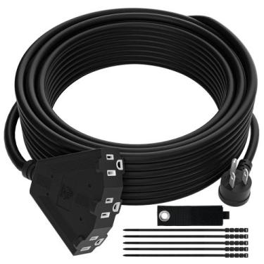 Imagem de Cabo de extensão externo Kxable 14AWG 15A 125V 15 pés com 3 tomadas
